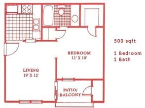 1 Bedroom 1 Bathroom - A2 1121 floor plan