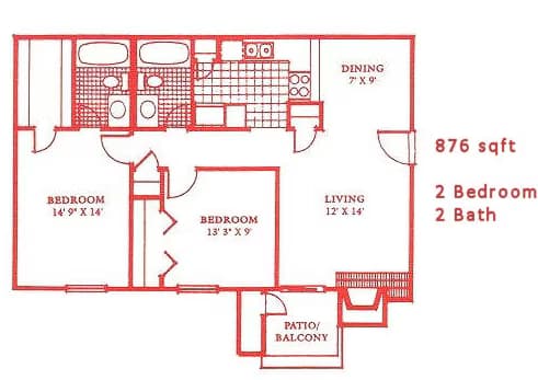 2 Bedroom 2 Bathroom - B1 1826 floor plan