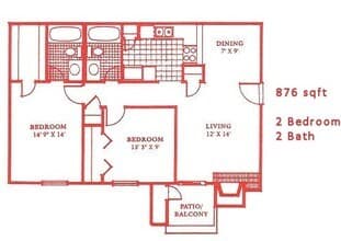 2 Bedroom 2 Bathroom - B1 1818 floor plan