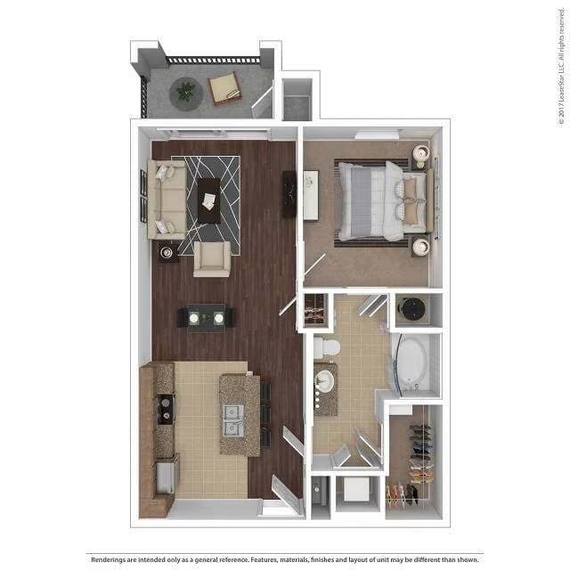 1 Bed • 1 Bath 7-7311 floor plan