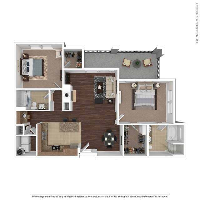 2 Beds • 2 Bath 2-232 floor plan