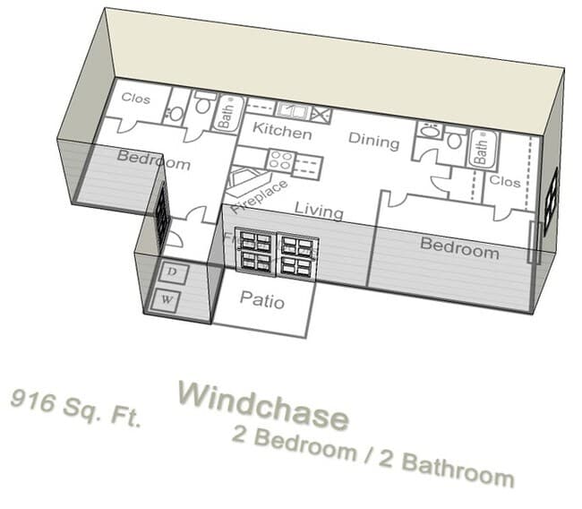 2 Bedroom 2 Bathroom - B1 1116 floor plan