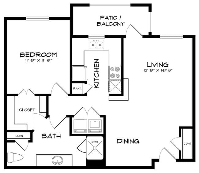 1 Bed • 1 Bath 4207 floor plan