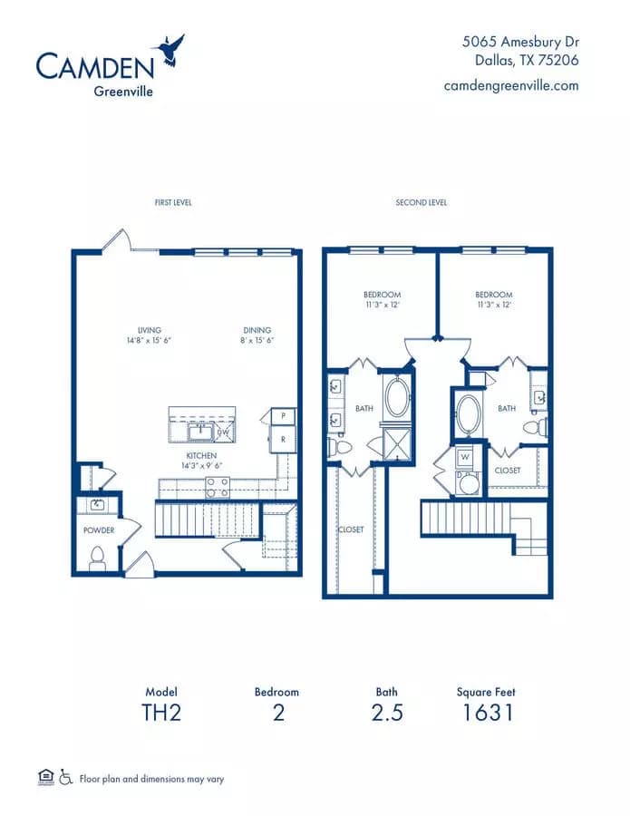 2 Beds • 2 Bath 180 floor plan