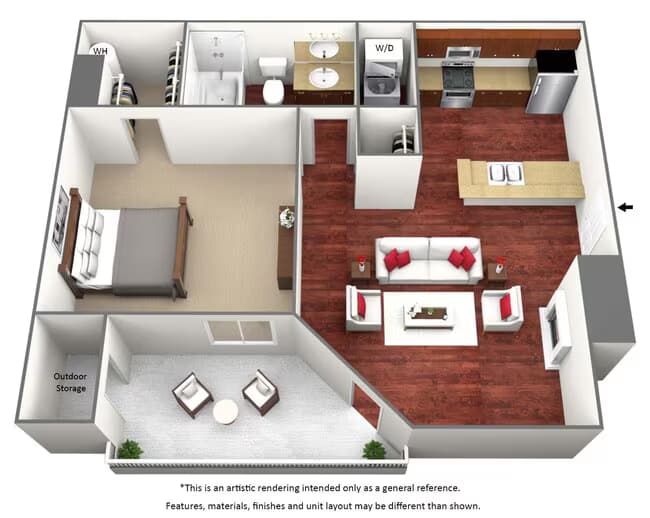 1 Bed • 1 Bath 0405 floor plan