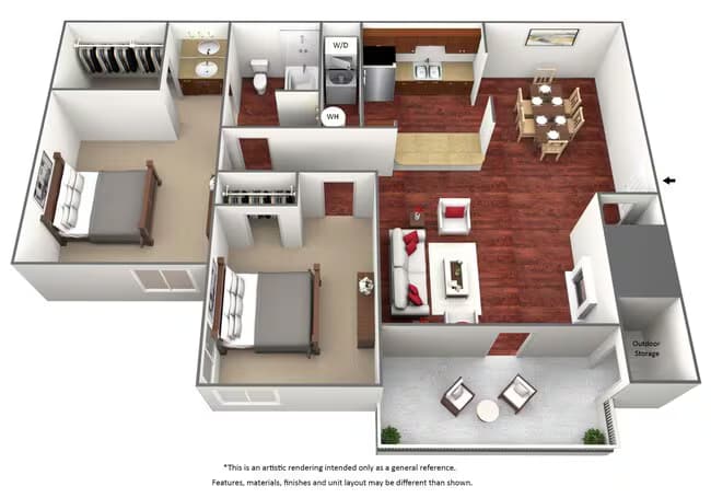 Two Bed One Bath - B0 0518 floor plan