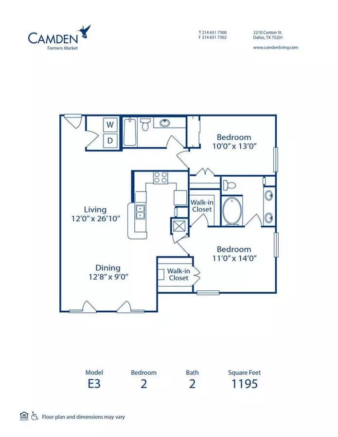 2 Beds • 2 Bath 23333 floor plan