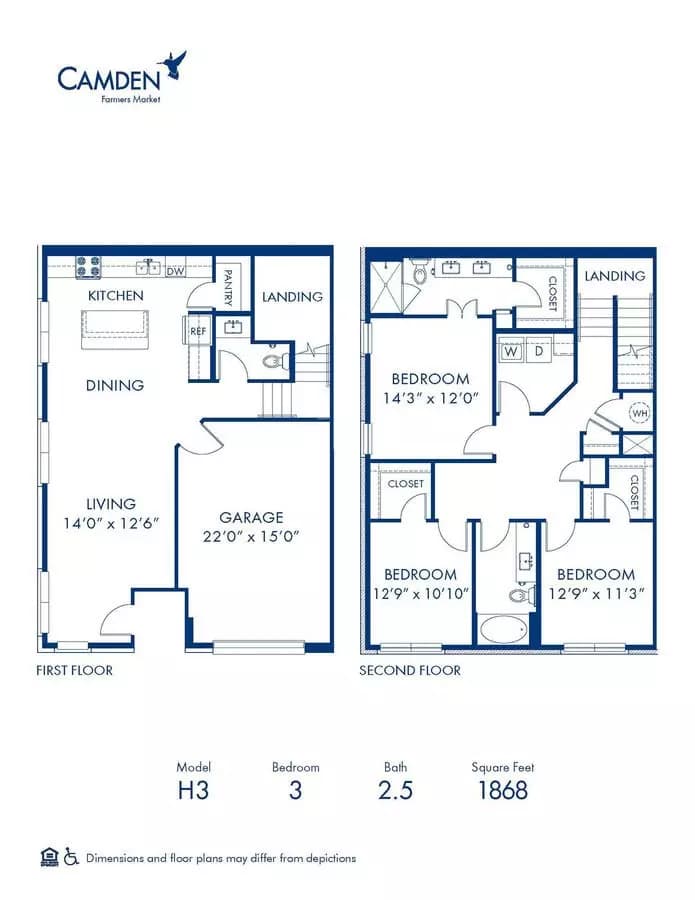 3 Beds • 2 Bath 6305 floor plan