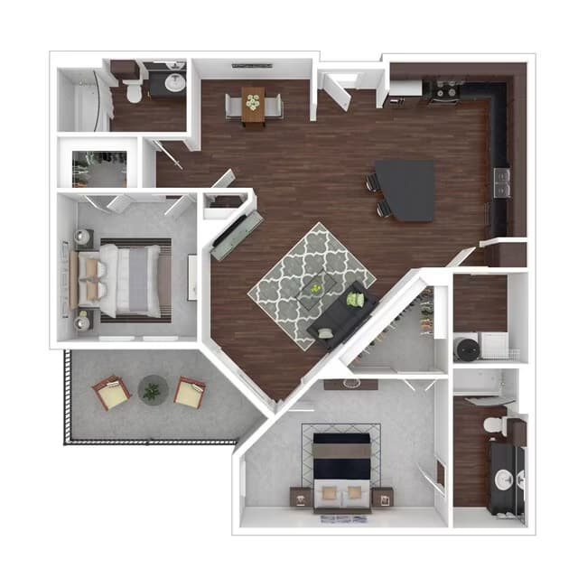 2 Beds • 2 Bath 1141 floor plan