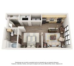Studio • 1 Bath 2-243 floor plan