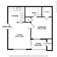 1 Bed • 1 Bath 2-1309 floor plan