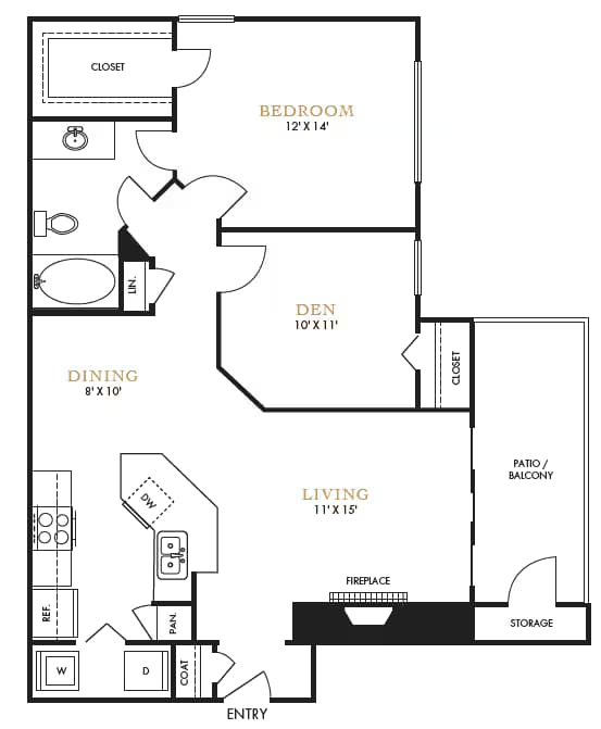 2 Beds • 1 Bath 01721 floor plan