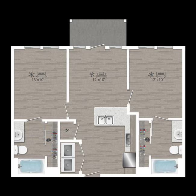 2 Beds • 2 Bath 1005 floor plan