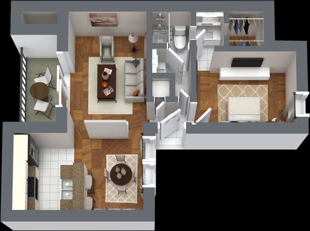 1 Bed • 1 Bath 1044 floor plan