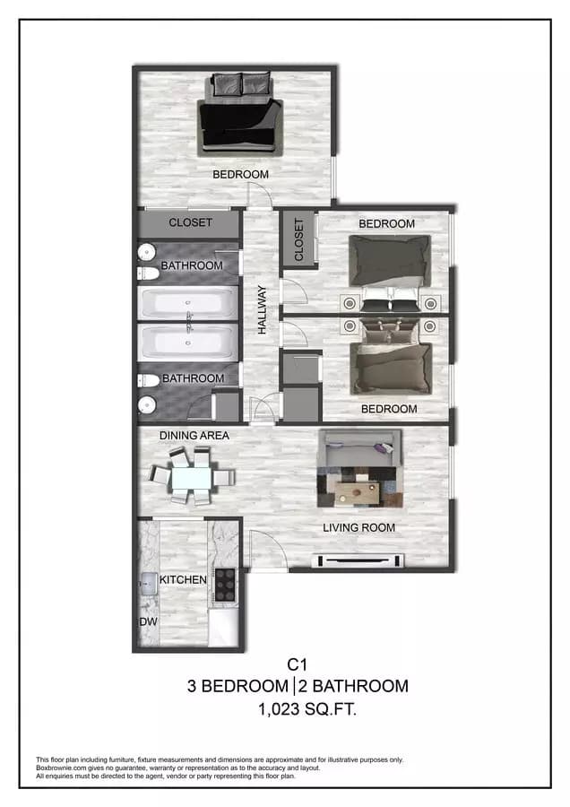 3 Beds • 2 Bath 291 floor plan