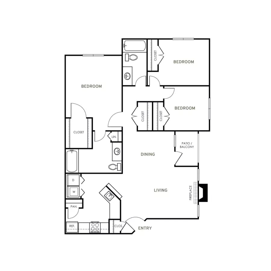 3 Beds • 2 Bath 2411 floor plan