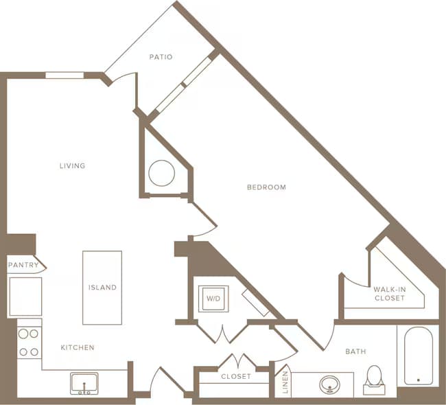 1 Bed • 1 Bath 0102 floor plan
