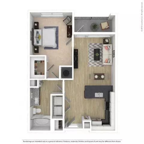 One-Bedroom (A3) 494 floor plan