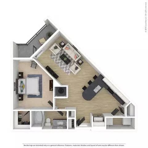 One-Bedroom (A1) 253 floor plan
