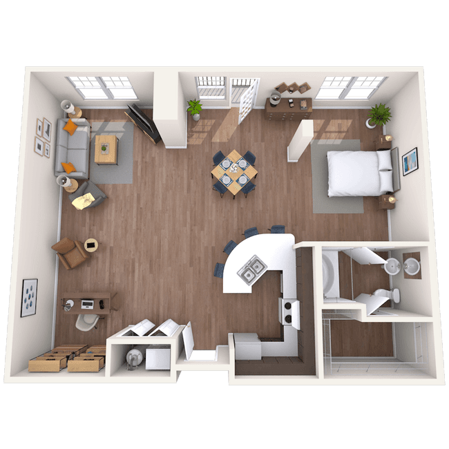 Studio 0x1 1026-1036 SF 406 floor plan