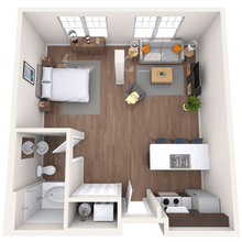 Studio 0x1 580-633 SF 409 floor plan