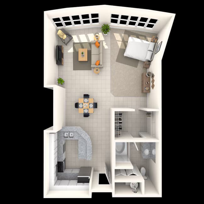 Studio 0x1 973 SF 227 floor plan