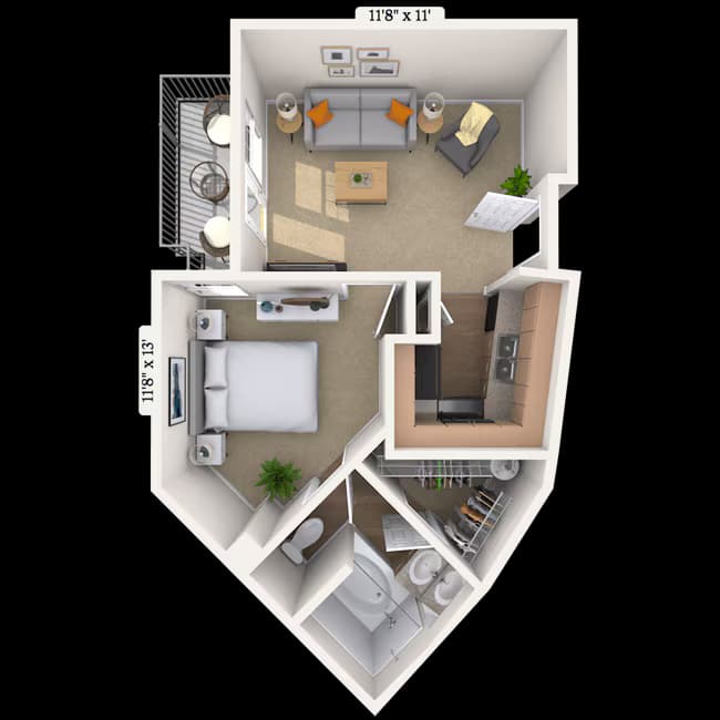 Traditional 0x1 538 SF 326 floor plan