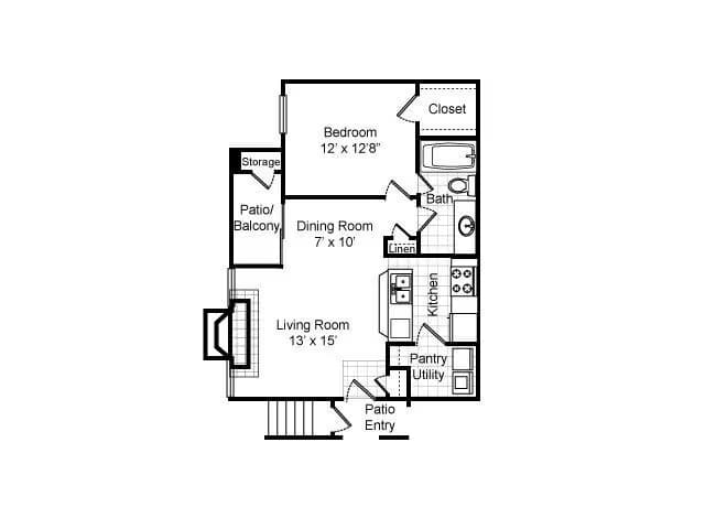 1/1 With Garage 1402 floor plan