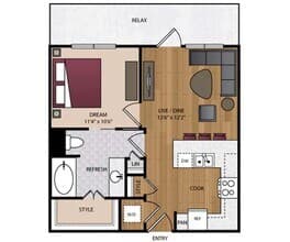 1 Bed • 1 Bath 221 floor plan