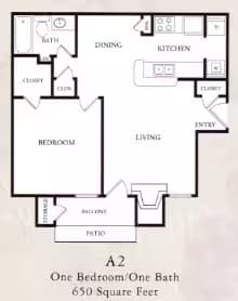 1 Bedroom 1 Bathroom floor plan