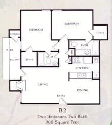 2 Bedroom 2 Bathroom floor plan