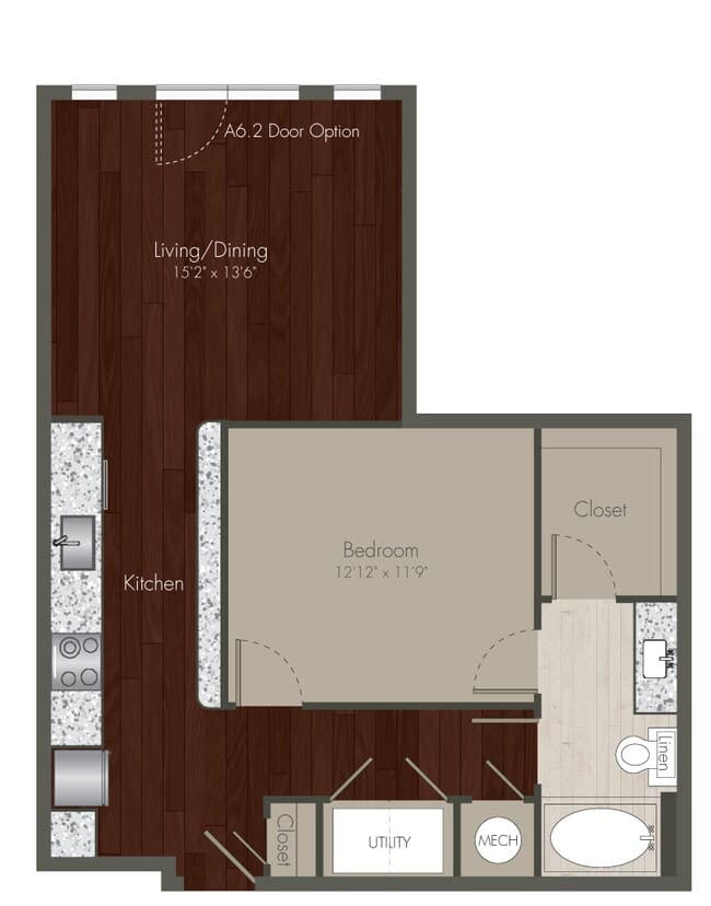1 Bed • 1 Bath 524 floor plan