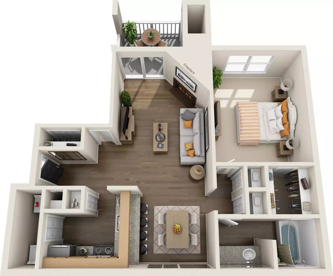 1 Bed • 1 Bath 1527 floor plan