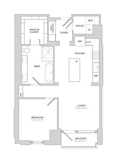 A2 (1x1) Maple Terrace-718 floor plan
