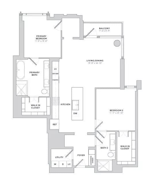 B2 (2x2) Maple Terrace-700 floor plan