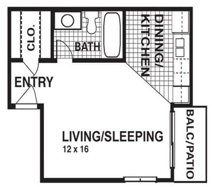 Studio • 1 Bath 0703 floor plan