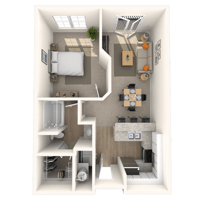 Traditional 1x1 571-1392 SF 3146 floor plan