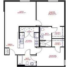 Traditional 2x2 1078 SF 1715 floor plan