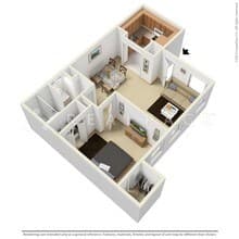 1 Bed • 1 Bath 2932 floor plan