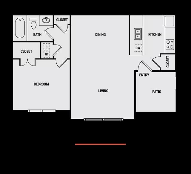 1 Bed • 1 Bath 1007 floor plan