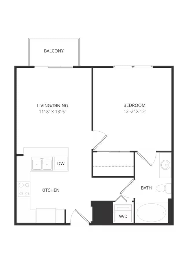 1 Bed • 1 Bath 351 floor plan
