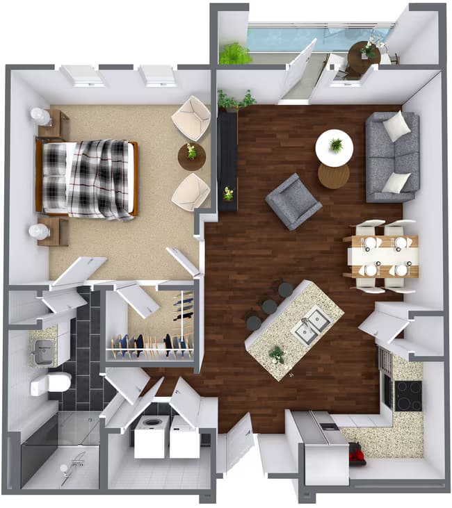 One Bedroom/One Bath 1317 floor plan