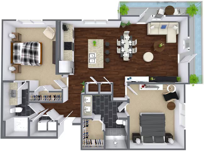 2 Beds • 2 Bath 4309 floor plan