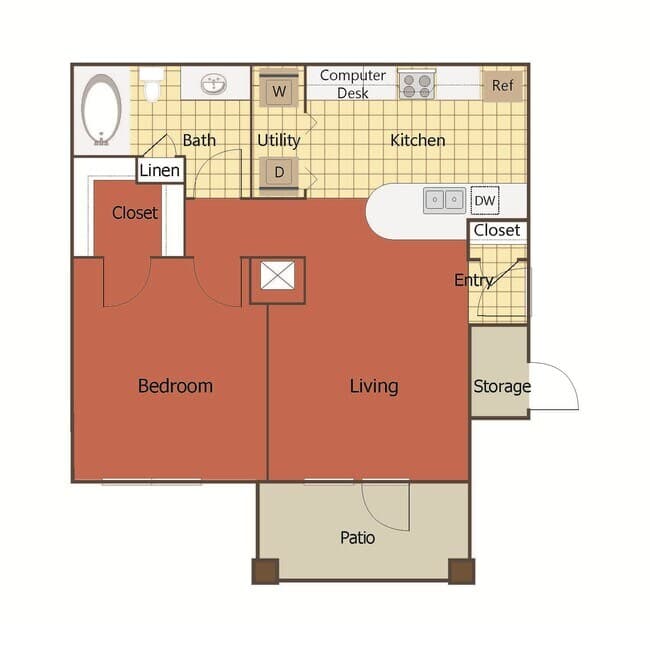 1 Bed • 1 Bath 004-4305 floor plan