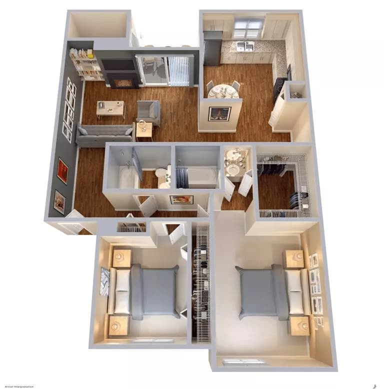 2 Beds • 2 Bath 212 floor plan