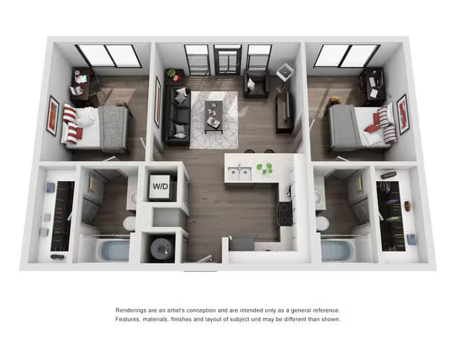 2BR/2BA - The Longhorn Private floor plan