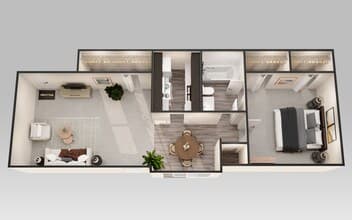 1 Bedroom 1 Bath 823A floor plan