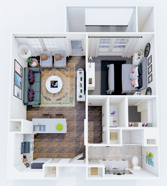 1 Bed • 1 Bath 1-1206 floor plan