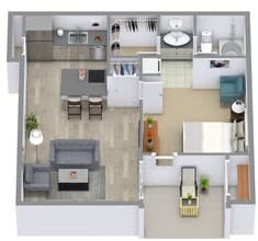 1 Bedroom 1 Bathroom - A1 W0104 floor plan