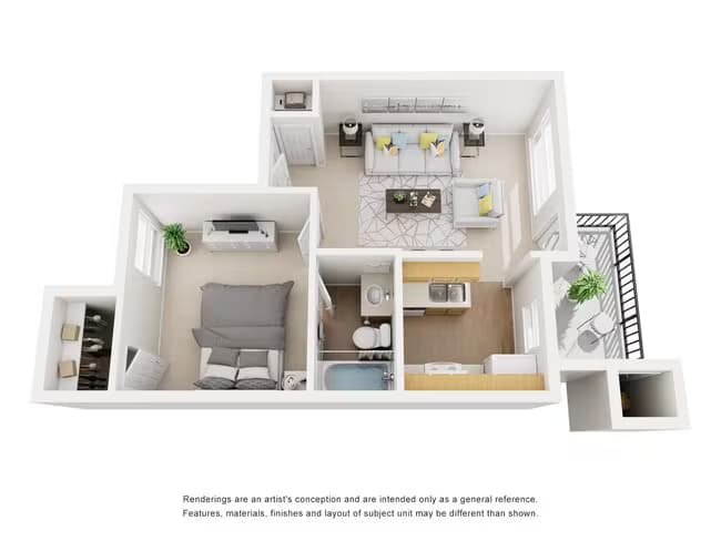 1 Bed • 1 Bath 0406 floor plan